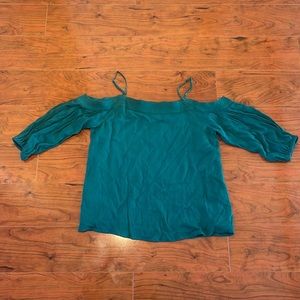 Lost April Teal Green Cold Off The Shoulder Blouse Shirt Top